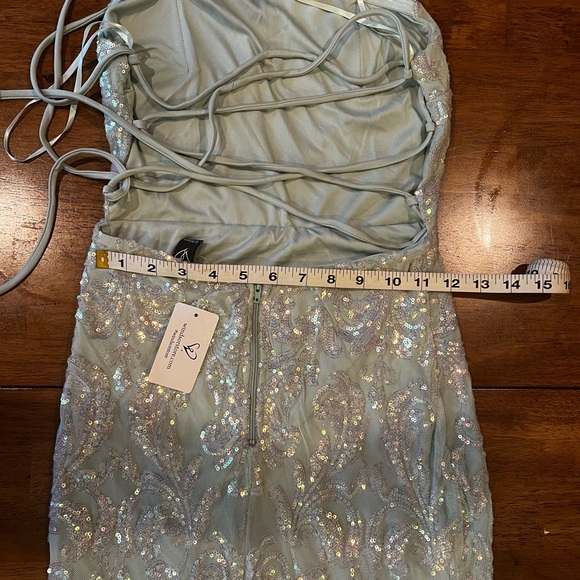 NWT Mint Green Sequin Lace Up Prom Dress - Picture 12 of 12